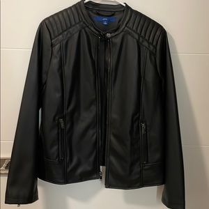 Black leather jacket- *like new*